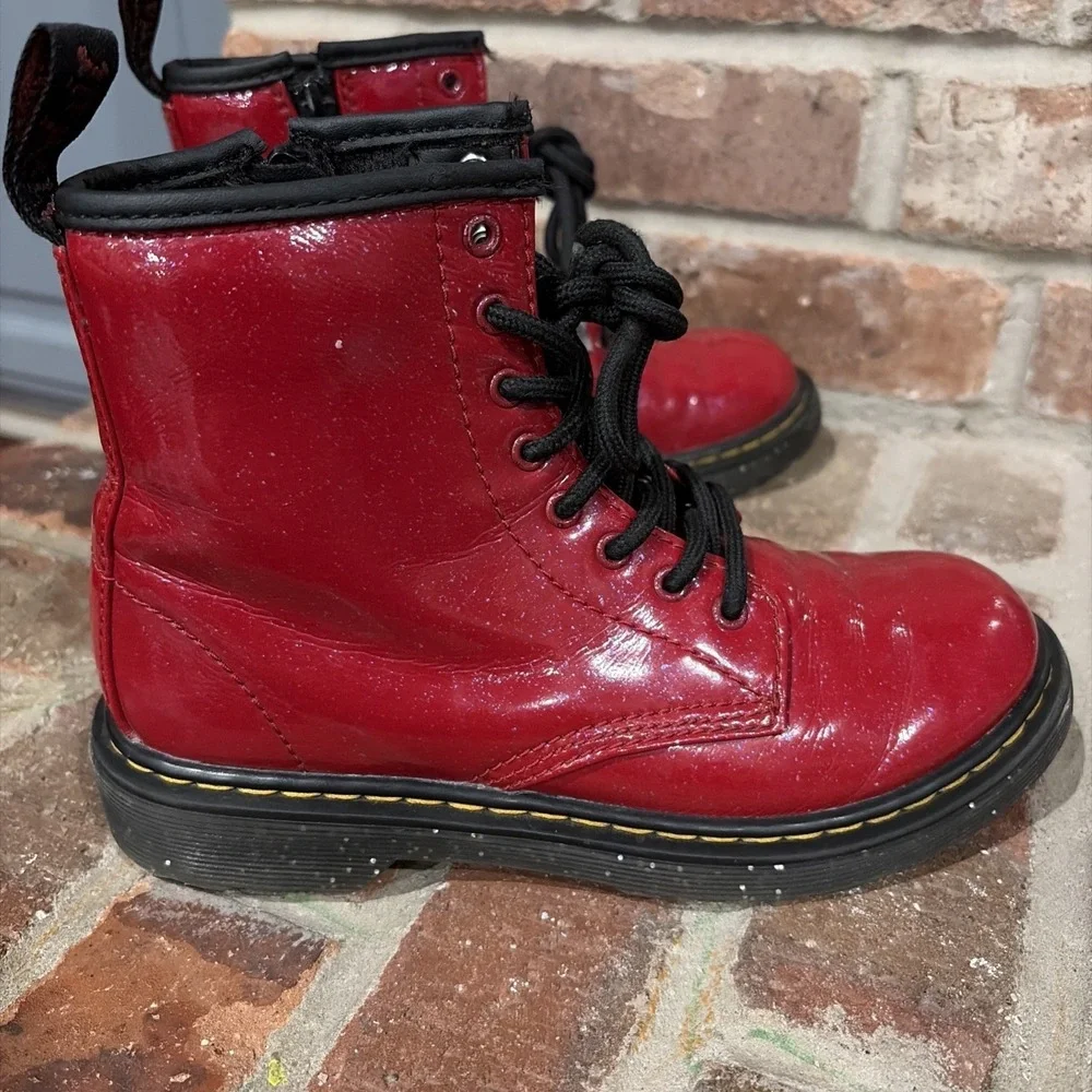 Dr Martens 1460 Red Cosmic Glitter Boots Sz 2 Youth. Whimsigoth, Classic